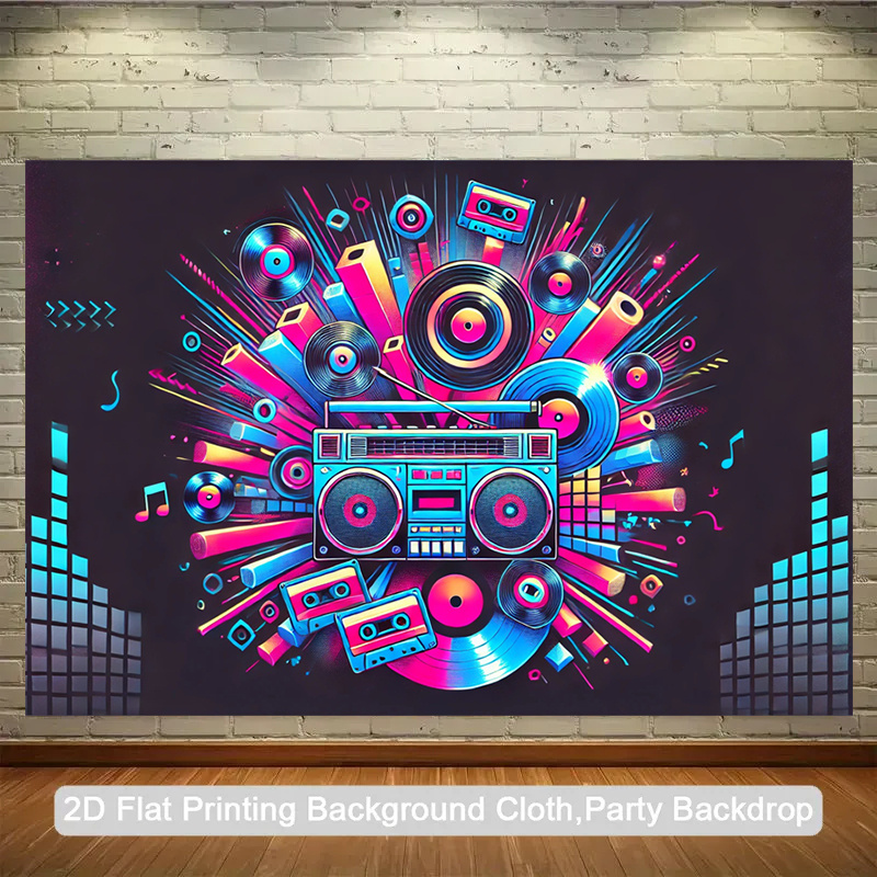 Audio Music Production - 2D flat, 1-piece product. Retro portable