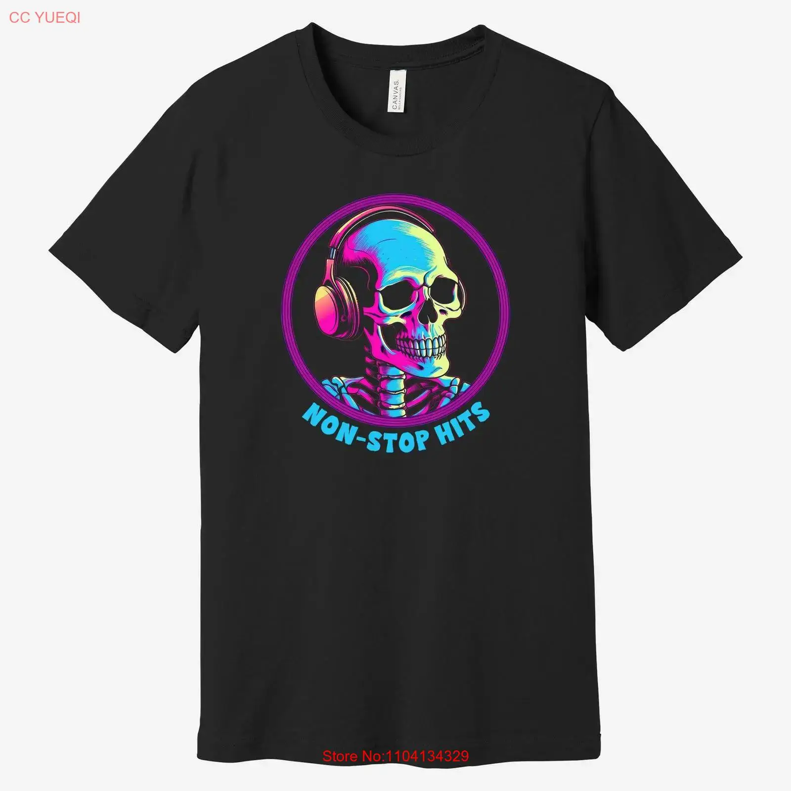 Audio Music Dj - Skull T Shirt with Headphones Men's