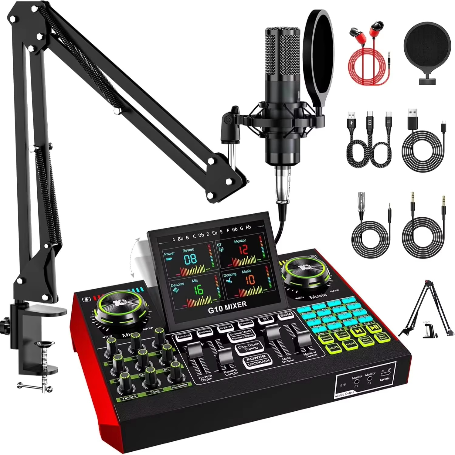 Audio And Music Mixer - Tenlamp G10 Live Streaming Audio Interface