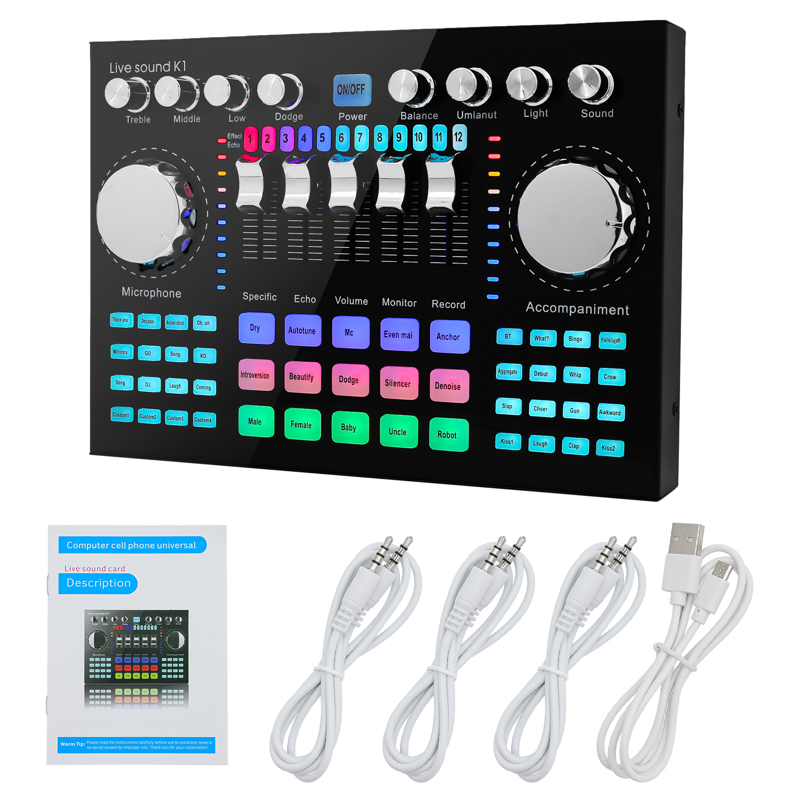 Audio And Music Mixer - K1 Audio Mixer Live Sound Card