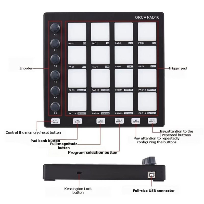 PAD16 Controller Keyboard DJ M - огляд і ціна Audio Music Dj