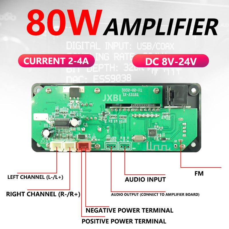 80W Bluetooth 5.0 MP3 Decoder  - огляд і ціна Audio Music Play